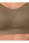 Women's Stitch-Free Bra Wave Base Corded Fabric Laser Cut Double Layer Ghost Bra Shiny Khaki - 622 - 7