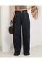 Women's Dark Navy Blue Low Waist Baggy Jean Trousers Wide Leg Loose Fit Lycra-Free Denim - 2