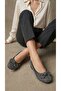 Women's Platinum Stone Detailed Bowknot Ballerinas 1cm Byndskl02 - 4