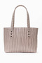 Milena Women's Shoulder Bag Real Leather Striped Beige