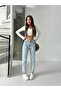 Women's Ice Snow High Waist Mom Jeans Pants - 8