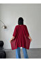 Women's Burgundy Front Detailed Poncho Cardigan - 8