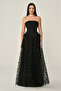 Strapless Long Tulle Evening Dress with Sequin Skirt Alfa Beta - 4