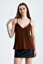 Women's Chocolate Brown Lace Blouse with Rope Straps - 4