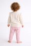 Baby Girl Floral Patterned Lace Sleeve Detailed Top and Bottom Set - 2-Piece Seasonal 3-6-9-12 Months - 3