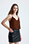 Women's Chocolate Brown Lace Blouse with Rope Straps - 5