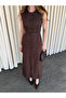 Brown Buttoned Belted Gabardine Dress - 5002 - 3