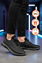 Black Rubber Laced Lightweight Flexible Men's Sports Shoes Kaif 2323 m