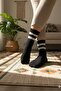 6 Pairs Black Unisex Striped Tennis College Socks - 3