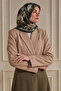 Khaki Night Flower Patterned Muslin Scarf