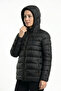 Women's Black Windproof Puffer Winter Coat - 5