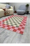 Modern Plaid Carpet with Non-Slip Base - Pink Orange Green Checkered 2296 - 3