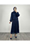 Alçiçek Shoulder Scarf and Janjan Skirt Set-Ge813 Navy Blue