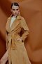 Long Velvet Trench Coat - Camel - 2