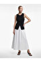 Crew Neck Buttoned Vest Detail Sleeveless A-Line Long Dress - 2