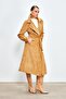 Long Velvet Trench Coat - Camel - 3