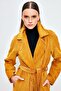 Long Velvet Trench Coat - Yellow - 6