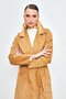 Long Velvet Trench Coat - Camel - 6