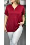 Women's Large Size Zipper Detailed Viscose Blouse