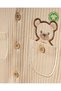 Teddy Bear Embroidered Footed Baby Beige Jumpsuit 100% Organic Cotton - 3