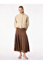 Cotton Pleat Detail Checked Midi Skirt