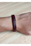 Burgundy Brown Braid Genuine Leather Bracelet
