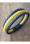Yellow Navy Blue Fenerbahçe Braided Leather Bracelet - 3