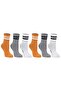 6 Pairs Striped College Socks Yellow Gray White Cotton Tennis Socks Set - 3