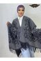 Women's winter double-sided poncho shoulder 140x140 - 2
