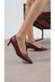 Charlotte Burgundy Color Pointed Toe Women's Heeled Shoes - 3