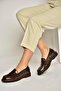 Y996051060 Brown Rustic Low-Heeled Women's Loafers - 4