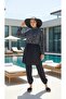 Full Coverage Eye-Catching Beachwear Swim Hijab Swimsuit with Elastic Adjustable Waistband and Gift Bag - 2