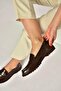 Y996051060 Brown Rustic Low-Heeled Women's Loafers - 3