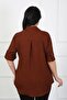 Women's Tan Soft Linen Large Size Shirt with Flap Pockets - 4