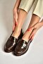 Y996051060 Brown Rustic Low-Heeled Women's Loafers - 2