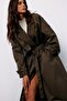 Belted Long Trench Coat - Khaki - 6