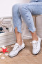 Genuine Leather White Women's Leather Ballerinas Dp16-0061 - 4