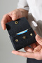 Genuine Leather Black Palm Card Holder, Real Leather Minimal Card Holder, Single Snap Wallet, Unisex - 7