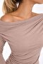 Drape/ فستان بتجاعيد مجمّعة بلوزة ساندي محبوكة بياقة غير متماثلة - 3