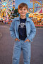 3-Piece Boys' Denim Set for Special Occasions and Holidays I Denim Pants & Printed T-Shirt & Denim Jacket