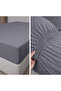 Ranforce 100% Cotton Solid Color Anthracite Elastic Sheet and 4 Pillows Double Duvet Cover Set - 4