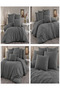 Ranforce 100% Cotton Solid Color Anthracite Elastic Sheet and 4 Pillows Double Duvet Cover Set - 3