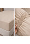 Ranforce 100% Cotton Solid Color Beige Single Duvet Cover Set with Elastic Sheet and 2 Pillows - 4