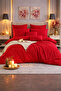 Ranforce 100% Cotton Solid Color Red Elastic Sheet and 2 Pillows Single Duvet Cover Set