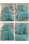 Ranforce 100% Cotton Solid Color Double Duvet Cover Set with Elastic Sheet and 4 Pillows - 2