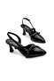 Black Patent Leather Women's Classic Heeled Shoes - 3