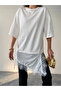 Lace Detailed Oversized Basic - Ecru - 2