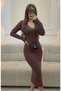 Women's V-Neck Lace Detailed Long Stylish Pencil Dress - 3