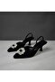 Black satin rhinestones 5 cm high heels 0480