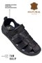 100% Genuine Leather Closed Toe Men's Sandals Navy Blue